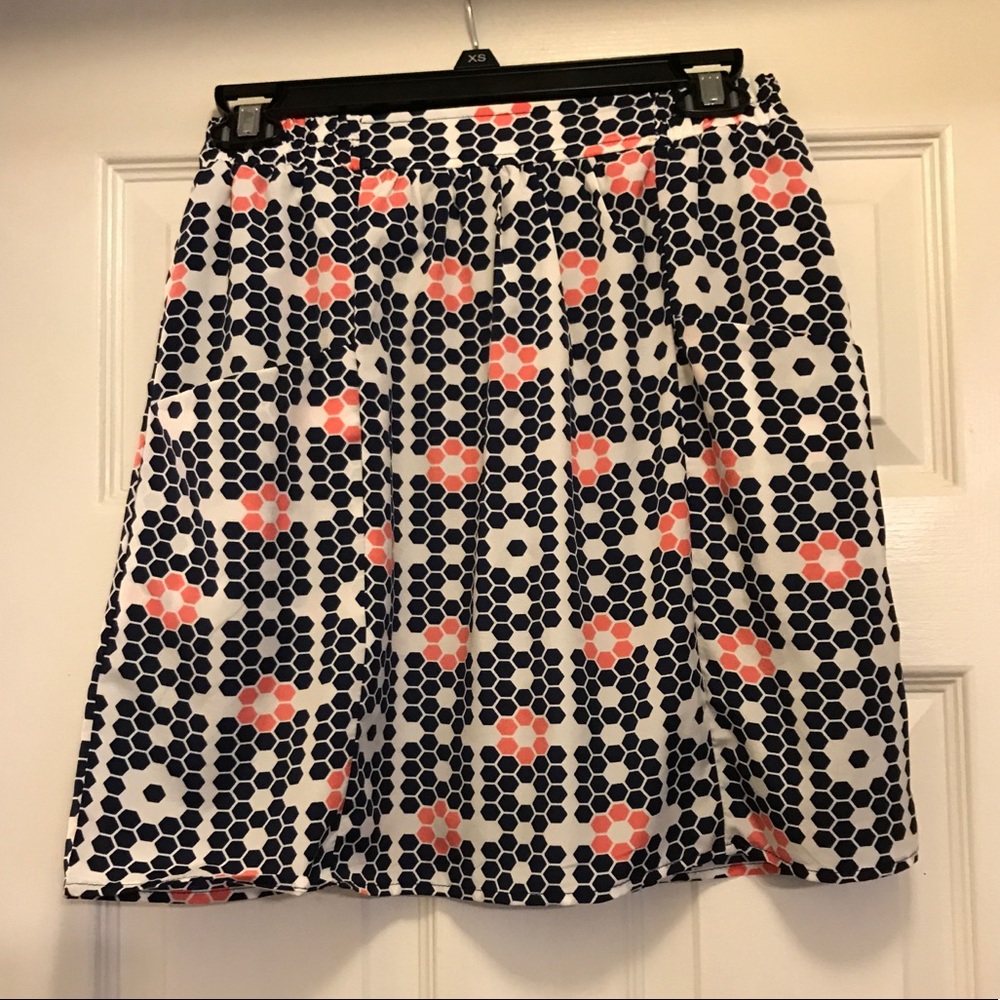 Francesca’s Collection Coral & Navy A-line Skirt